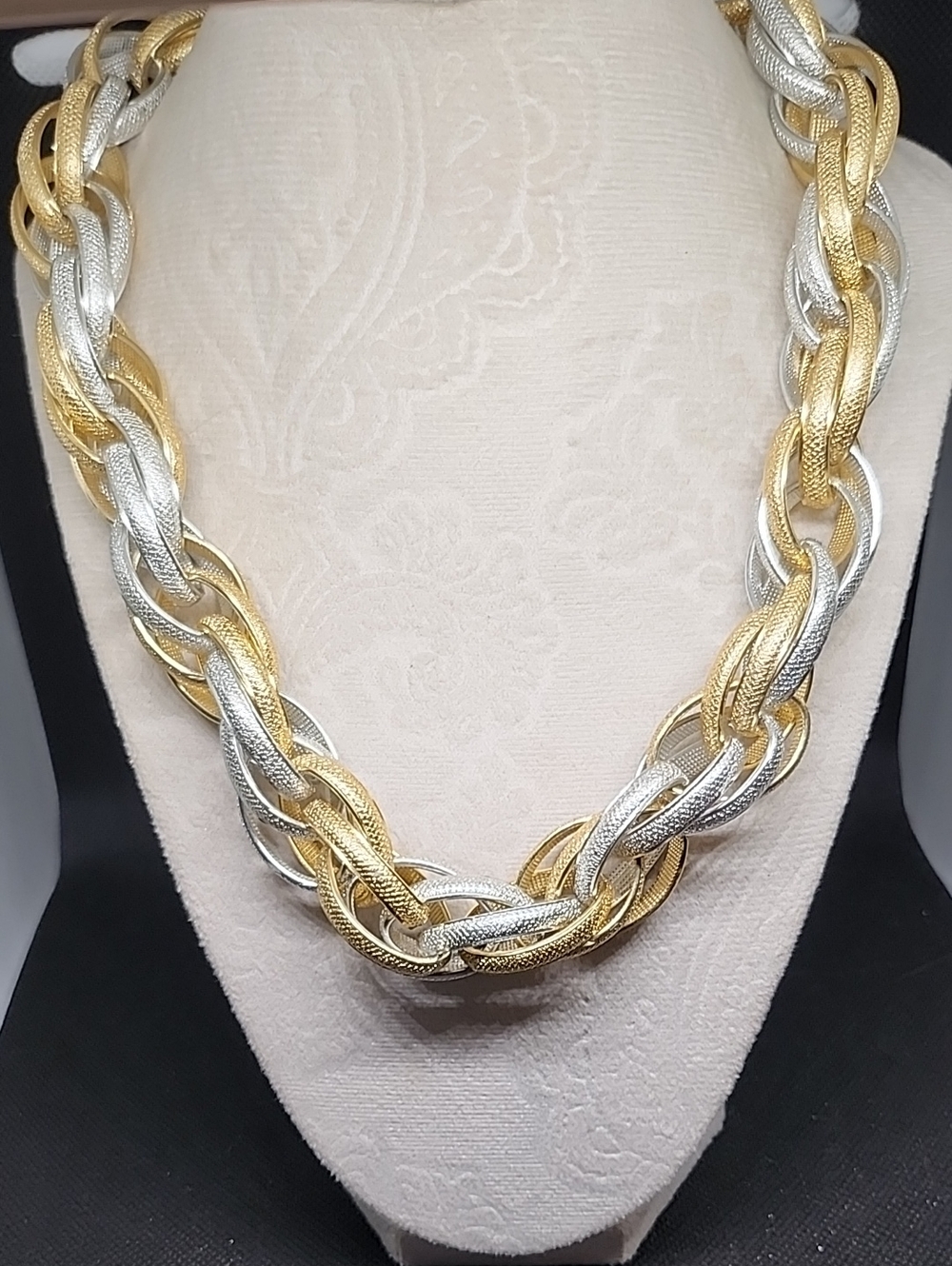 Two-Tone Braided Chain Necklace - Gold and Silver